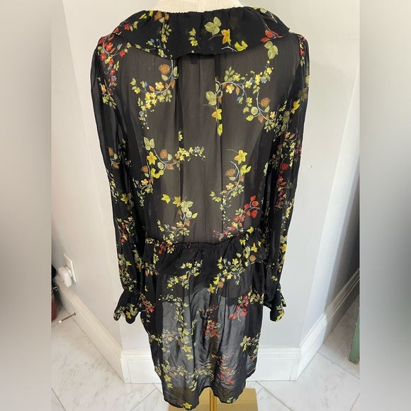 Anthropologie, medium, women’s sheer black floral button up long sleeve dress - Picture 2 of 10